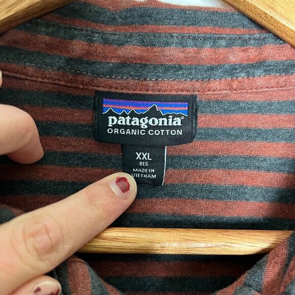 Patagonia Men's Squeaky Clean Polo Striped Collar Pocket Men's XXL Outdoor - Picture 6 of 7